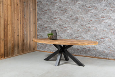 Industriële tafel MARCO mangohout ovaal